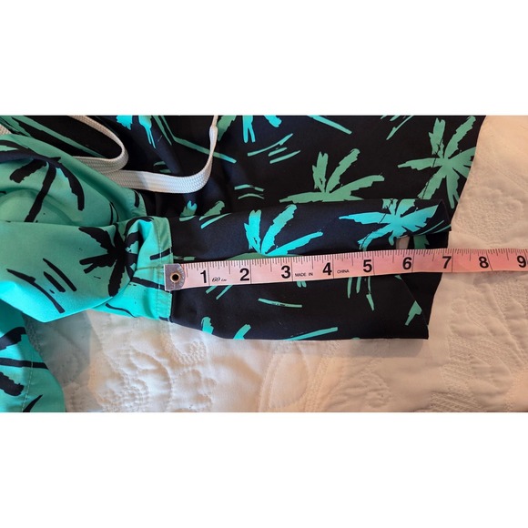 Chubbies Mens Teal Black Palm Tree Split Swim Trunks 5.5 Inch Inseam Large - Picture 6 of 8